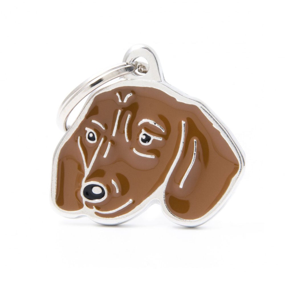 תג שם לכלב עם חריטה DACHSUND BROWN-MF19N