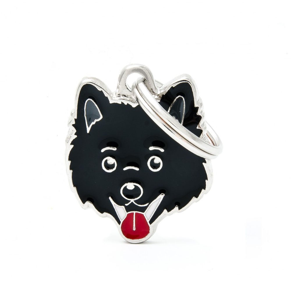 תג שם לכלב עם חריטה ITALIAN SPITZ BLACK-MF29N