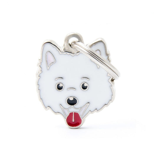 תג שם לכלב עם חריטה ITALIAN SPITZ WHITE-MF29N