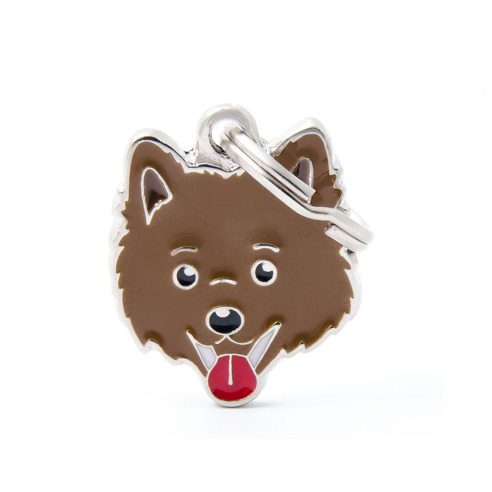תג שם לכלב עם חריטה ITALIAN SPITZ BROWN-MF29N