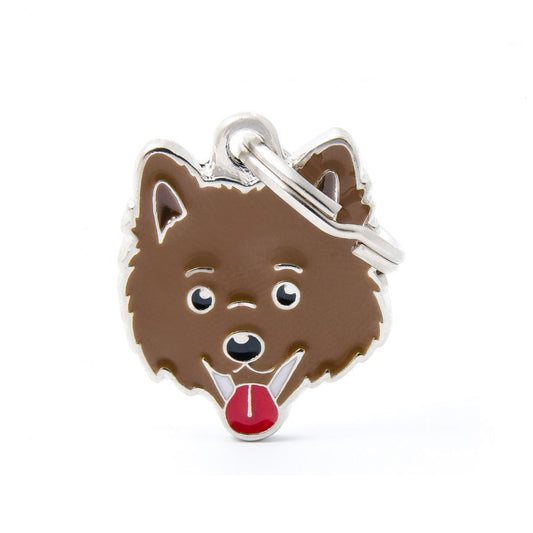 תג שם לכלב עם חריטה ITALIAN SPITZ BROWN-MF29N