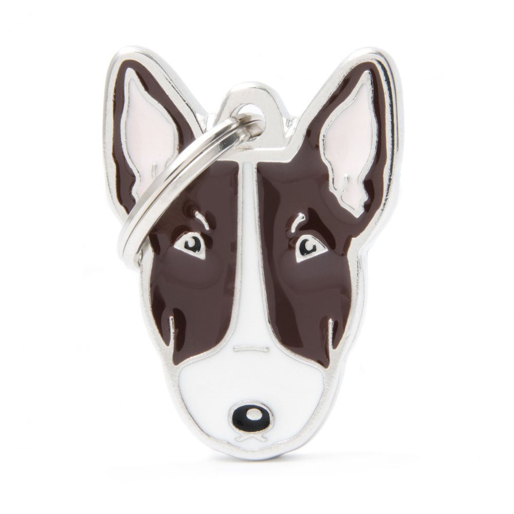 תג שם לכלב עם חריטה BULL TERRIER BROWN-MF21N