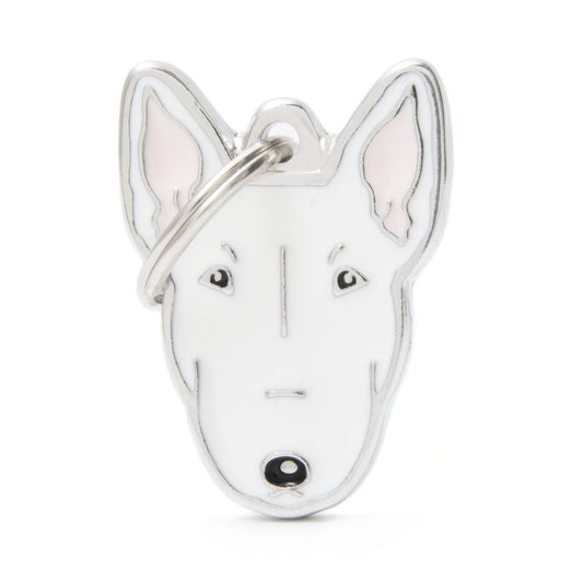 תג שם לכלב עם חריטה BULL TERRIER WHITE-MF21