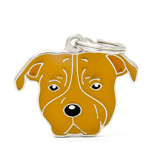 תג שם לכלב עם חריטה AMSTAFF BROWN-MF80